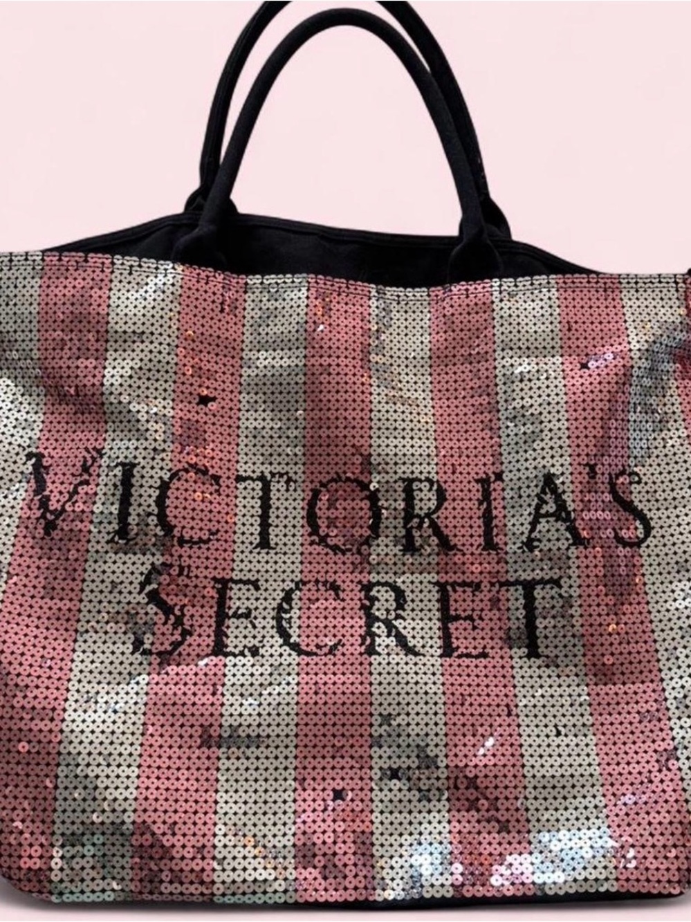 Victoria's Secret Pink Sequin Stripe Tote